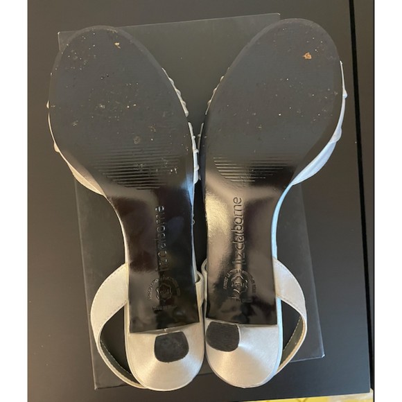 Liz Claiborne Massey Silver Gray Satin Embellished Slingback Heels - Sz 9.5 - Picture 8 of 8